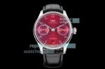 Replica IWC Schaffhausen Portuguese 7 Days Power Reserve watch Stainless Steel Case Red Face